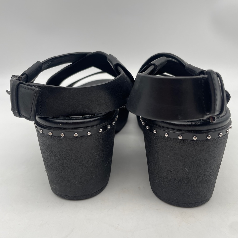Pilar Platform Clogs Fit Flop Back Strap Black Leather Microstudded CUSHX Sz 10 - Picture 5 of 10